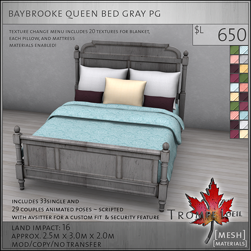 baybrooke queen bed gray PG L650