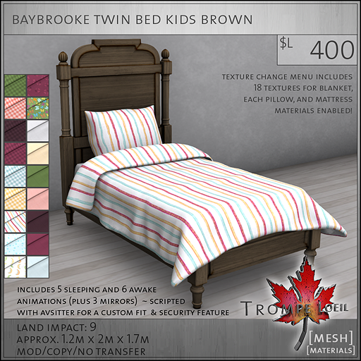 baybrooke twin bed kids brown L400