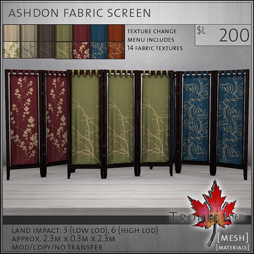 ashdon fabric screen L200