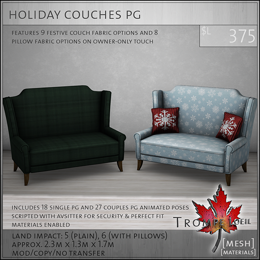 holiday couches PG L375