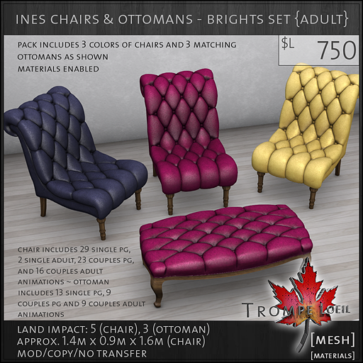 ines chairs ottomans brights Adult L750
