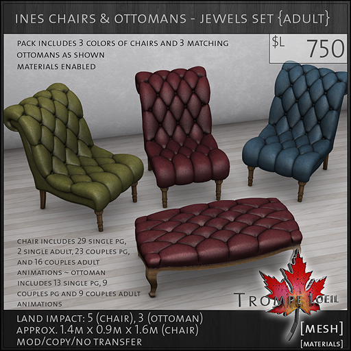 ines chairs ottomans jewels Adult L750