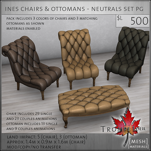 ines chairs ottomans neutrals PG L500