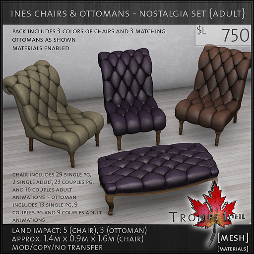 ines chairs ottomans nostalgia Adult L750