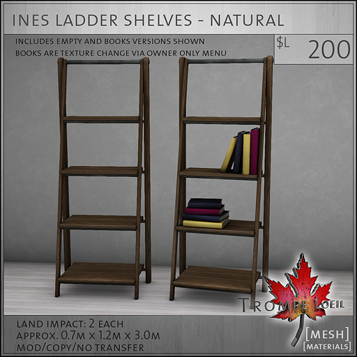 ines ladder shelves natural L200