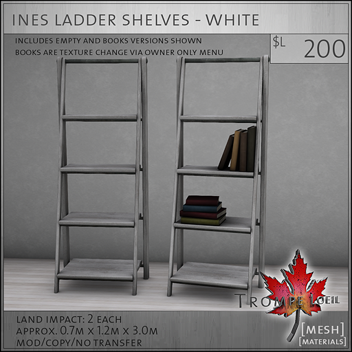 ines ladder shelves white L200