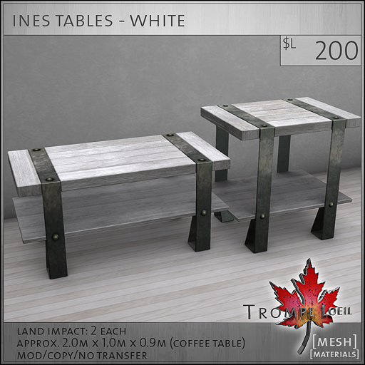 ines tables white L200