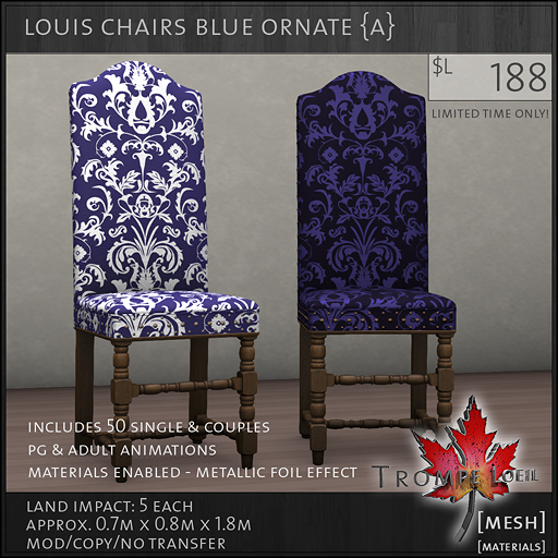 louis chairs blue ornate A L188