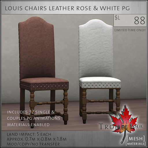 louis chairs leather rose white PG L88
