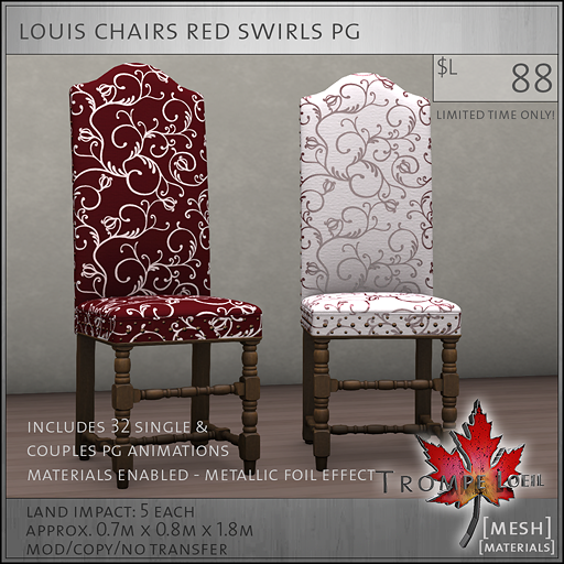 louis chairs red swirls PG L88