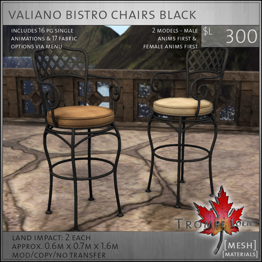 valiano bistro chairs black L300