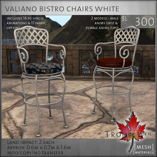 valiano bistro chairs white L300
