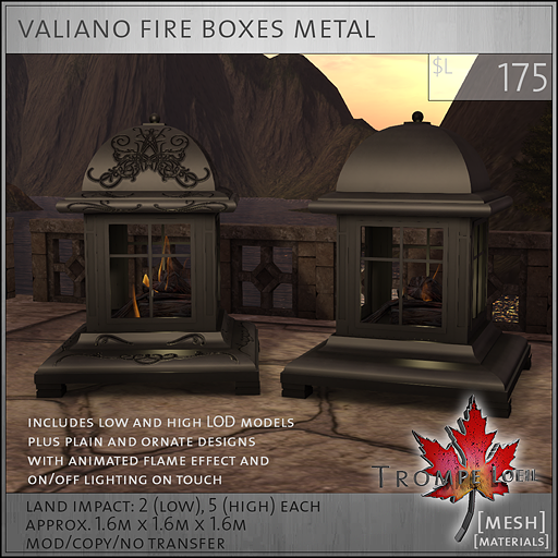 valiano fire boxes metal L175