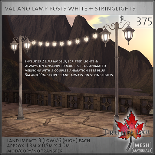 valiano lamp posts white L375