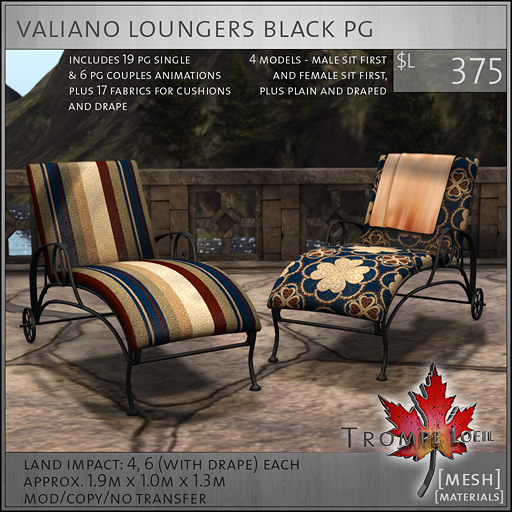 valiano loungers black PG L375