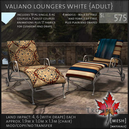 valiano loungers white Adult L575