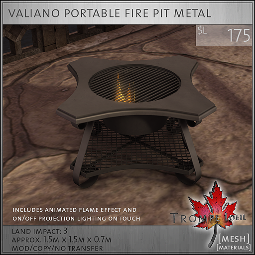 valiano portable fire pit metal