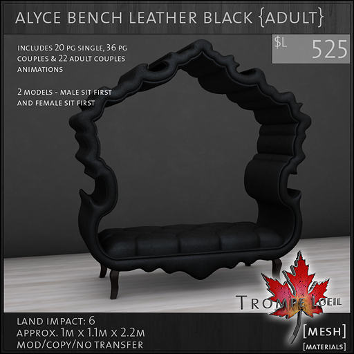 alyce bench leather black Adult L525