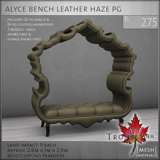 alyce bench leather haze PG L275