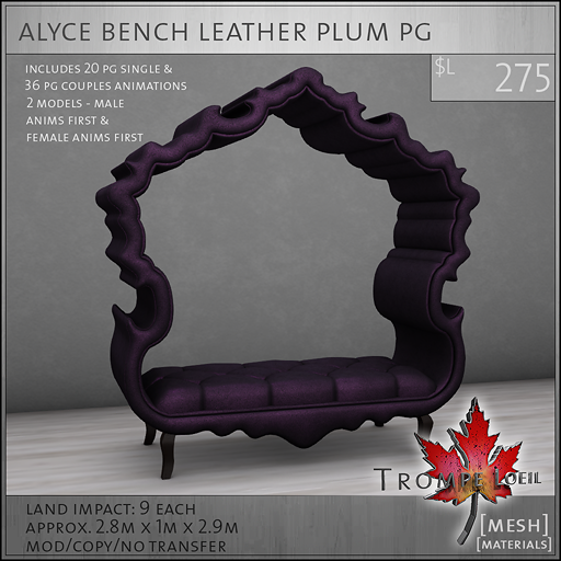 alyce bench leather plum PG L275
