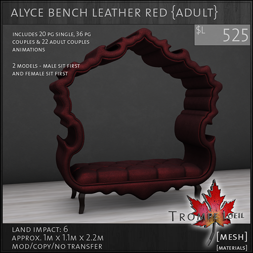alyce bench leather red Adult L525