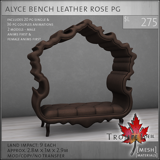 alyce bench leather rose PG L275