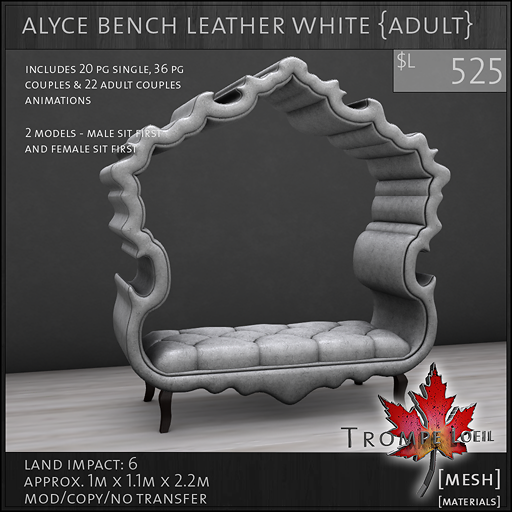 alyce bench leather white Adult L525