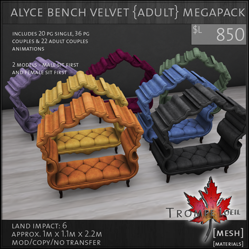 alyce bench velvet Adult Megapack L850