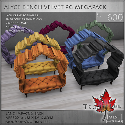 alyce bench velvet PG Megapack L600