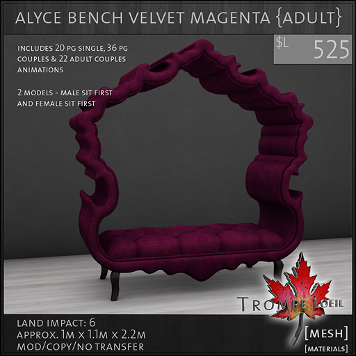 alyce bench velvet magenta Adult L525