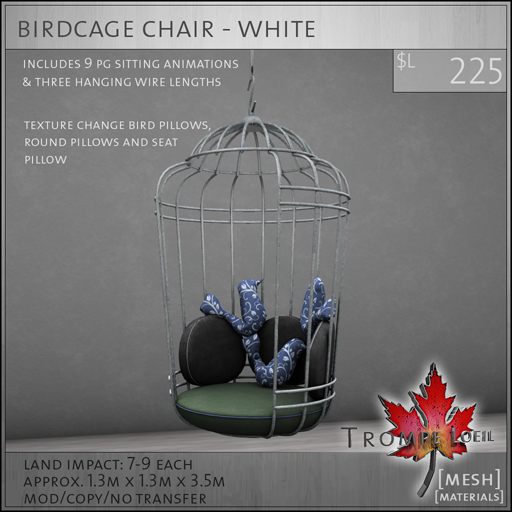 birdcage chair white L225