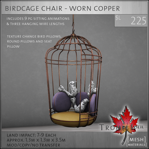 birdcage chair worn copper L225
