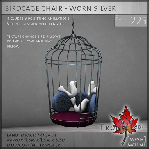 birdcage chair worn silver L225