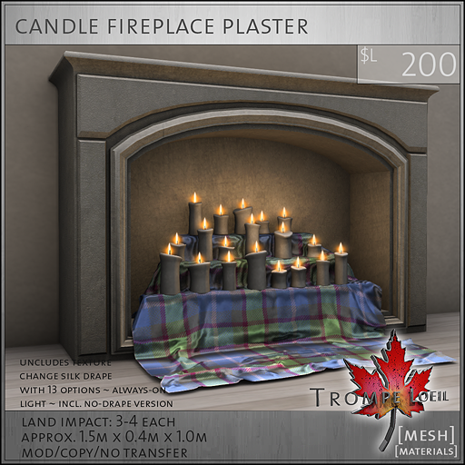 candle fireplace plaster L200