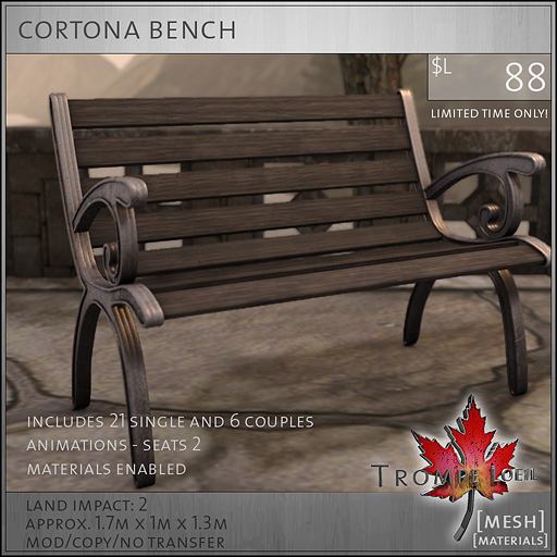 cortona bench L88