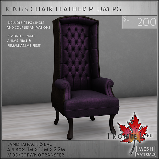 kings chair leather plum PG L200