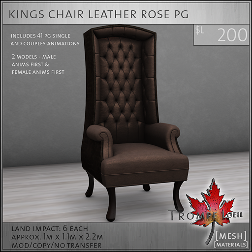 kings chair leather rose PG L200