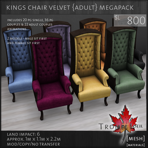 kings chair velvet Adult megapack L800