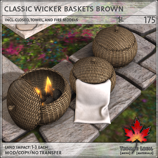 classic wicker baskets brown L175