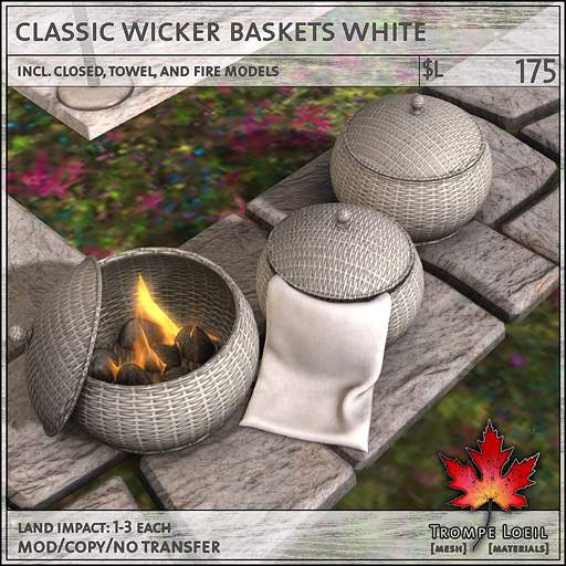 classic wicker baskets white L175