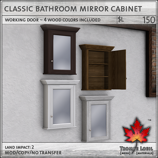 Classic Bathroom Mirror Cabinet L150