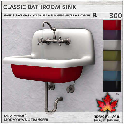 Classic Bathroom Sink L300