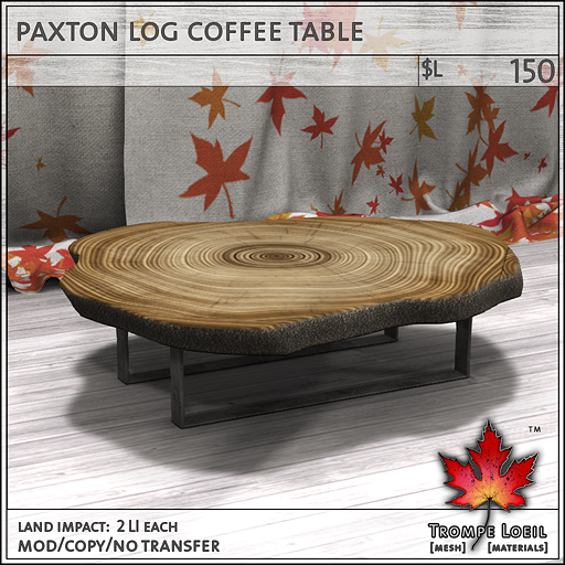paxton log coffee table L150