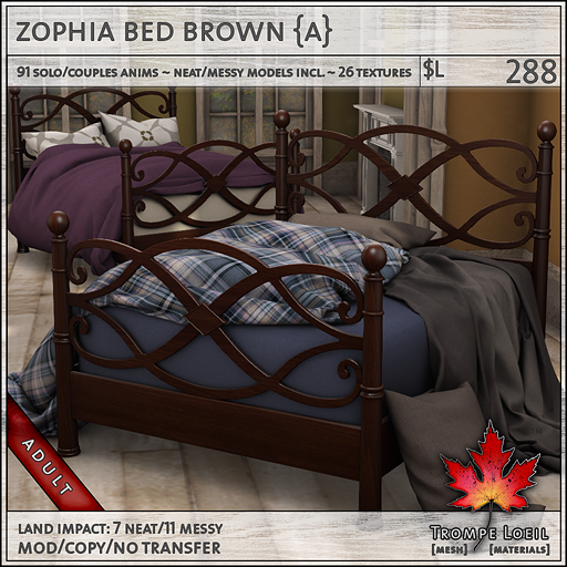zophia bed brown Adult L288