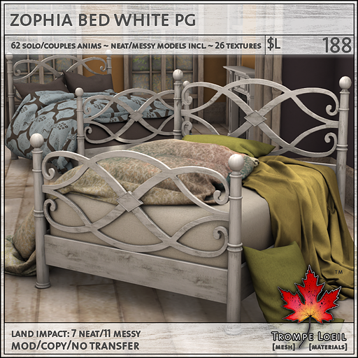 zophia bed white PG L188