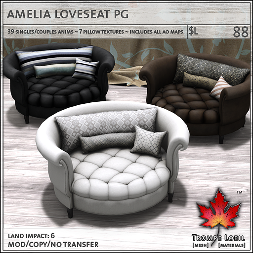amelia loveseat PG L88