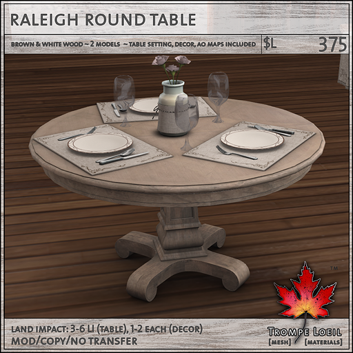 raleigh table round L375