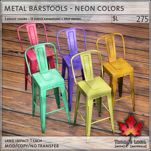 metal barstools neon sales L275