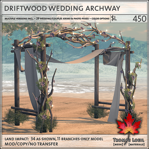 driftwood wedding archway L450