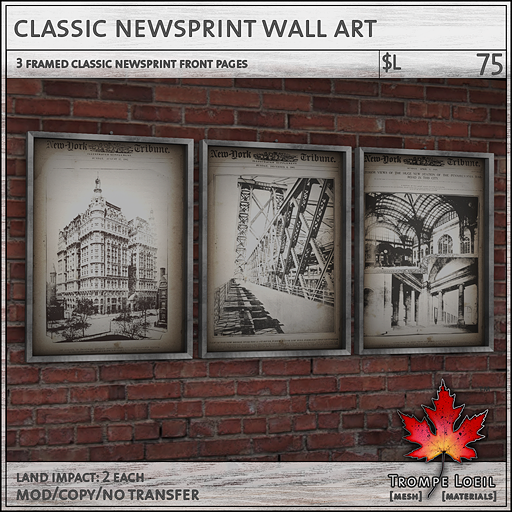 classic newsprint wall art L75